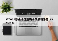 373010基金净值查询今天最新净值（373010）