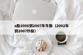 a股2006到2007年牛股（2002年到2007炒股）