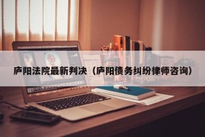 庐阳法院最新判决（庐阳债务纠纷律师咨询）