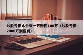 炒股亏损本金剩一万赚回100万（炒股亏损2000万到盈利）